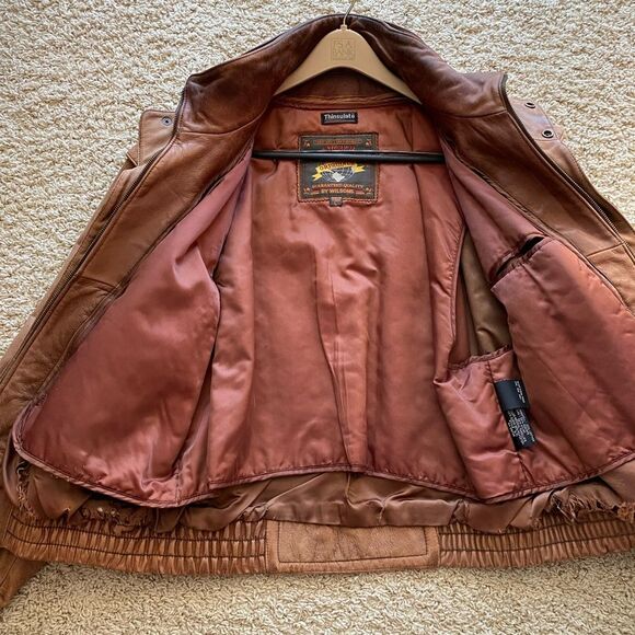 Wilsons Leather Adventure Bound Thinsulate Brown Leather Jacket Men’s Large - Picture 9 of 13